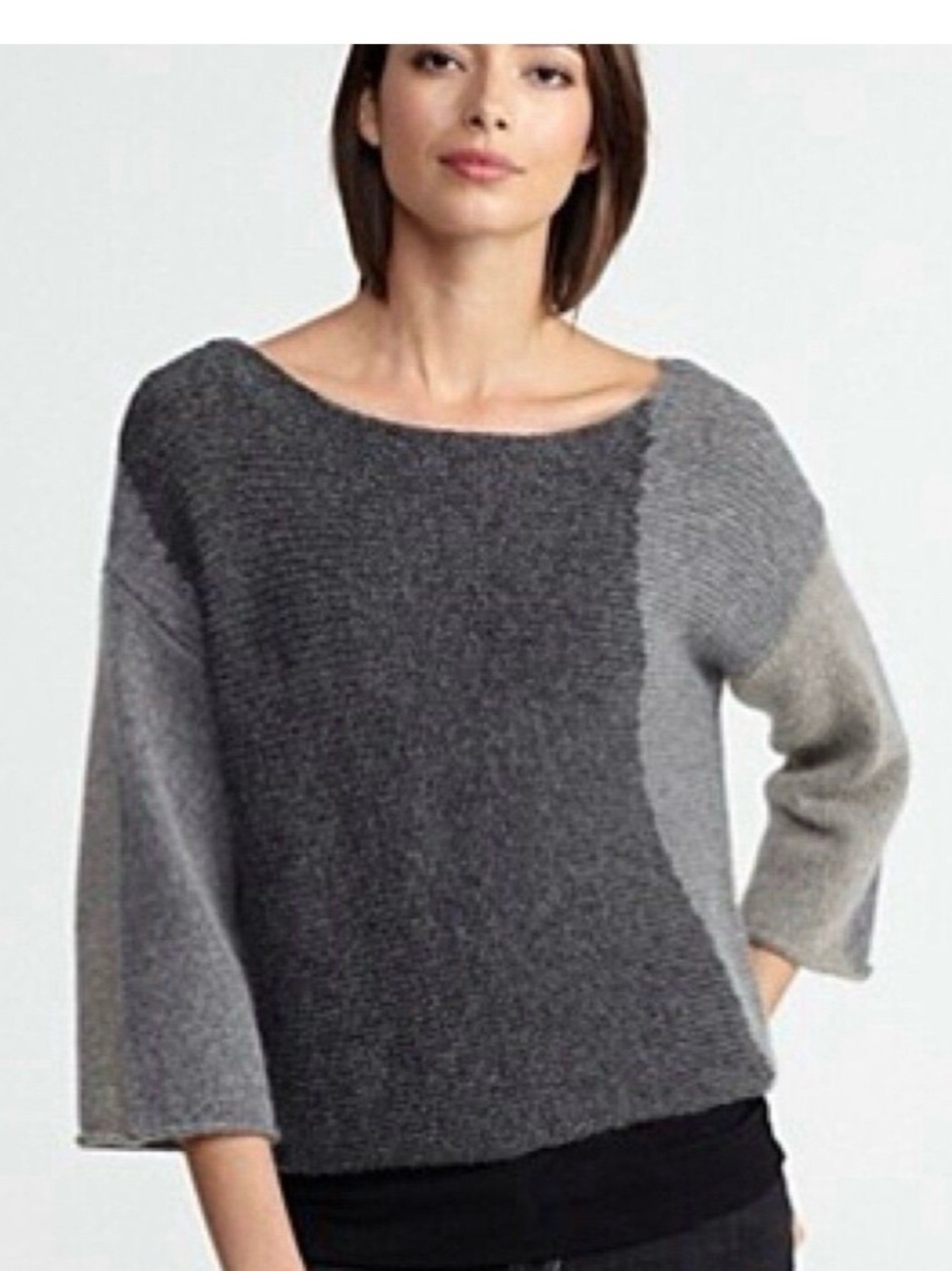 Eileen Fisher Colorblock Sweater petite M wool mohair warm luxury